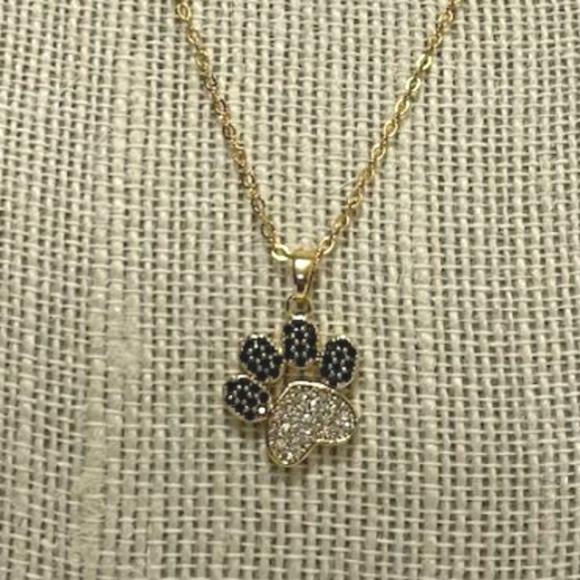 Heart Paw Print Zircoin Pendant Necklace - Picture 4 of 6